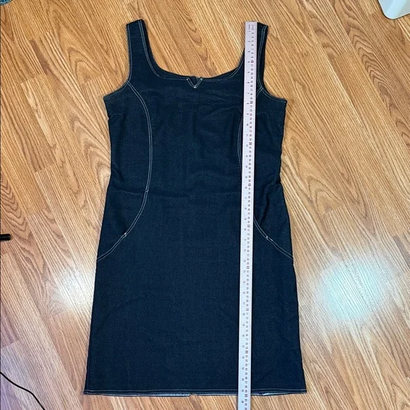 Bali Dark Blue Stretch Denim Sleeveless Shift Dress - Size L - Picture 4 of 9